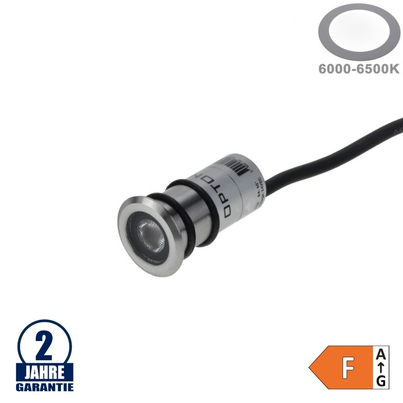 1W LED Bodenleuchte Inox 24V IP68 Kaltweiß