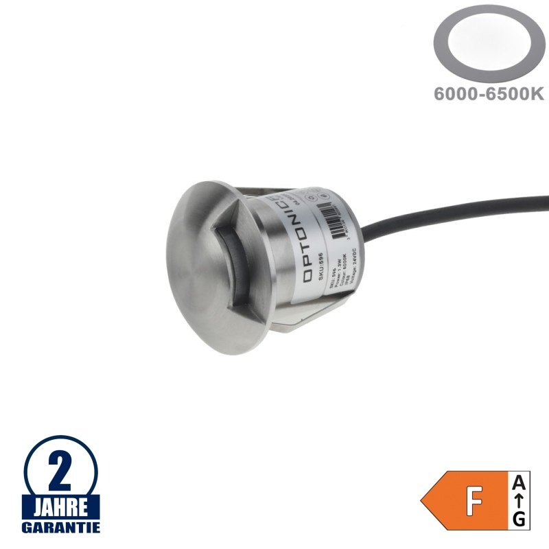 1,3W LED Bodeneinbauleuchte Side-Effekt Inox 24V IP68 Kaltweiß