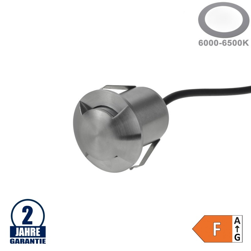 1,3W LED Bodeneinbauleuchte TwoSide-Effekt Inox 24V IP68 Kaltweiß