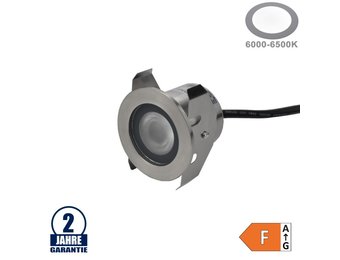 1,3W LED Bodenleuchte Inox 24V IP68 Kaltweiß