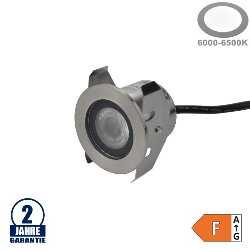 1,3W LED Bodenleuchte Inox 24V IP68 Kaltweiß