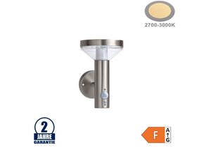 2W LED Solar Wandleuchte mit PIR Sensor INOX Warmweiß IP44