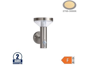 2W LED Solar Wandleuchte mit PIR Sensor INOX Warmweiß IP44
