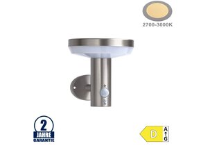 4,4W LED Solar Wandleuchte mit PIR Sensor INOX Warmweiß IP44