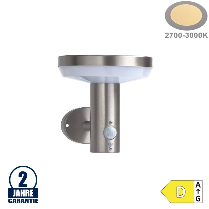 4,4W LED Solar Wandleuchte mit PIR Sensor INOX Warmweiß IP44
