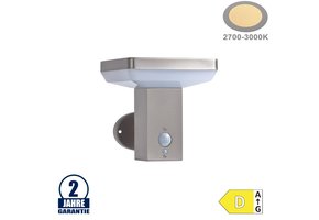 4,4W LED Solar Wandleuchte mit PIR Sensor Eckig INOX Warmweiß IP44