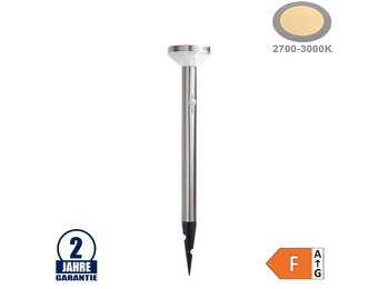 2W LED Solar Gehwegleuchte mit PIR Sensor und Erdspieß INOX Warmweiß IP44