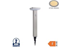 4,4W LED Solar Gehwegleuchte mit PIR Sensor und Erdspieß Eckig INOX Warmweiß IP44