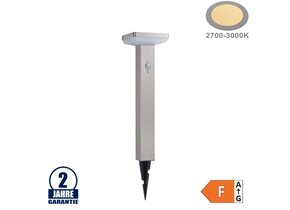4,4W LED Solar Gehwegleuchte mit PIR Sensor und Erdspieß Eckig INOX Warmweiß IP44