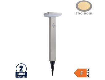 4,4W LED Solar Gehwegleuchte mit PIR Sensor und Erdspieß Eckig INOX Warmweiß IP44