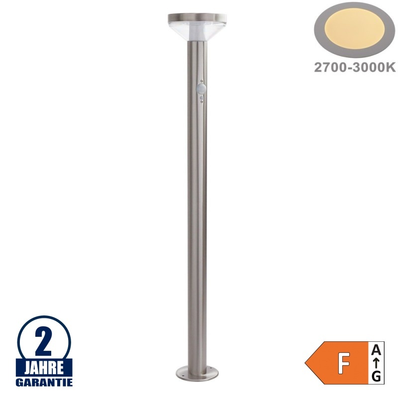 2W LED Solar Gehwegleuchte mit PIR Sensor INOX Warmweiß IP44