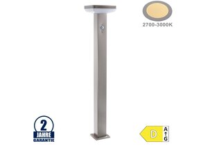 4,4W LED Solar Gehwegleuchte mit PIR Sensor Eckig INOX Warmweiß IP44