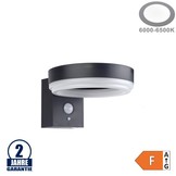 6W LED Solar Wandleuchte mit PIR Sensor Schwarz Kaltweiß IP44