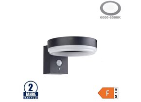 6W LED Solar Wandleuchte mit PIR Sensor Schwarz Kaltweiß IP44