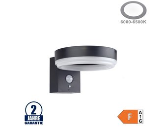 6W LED Solar Wandleuchte mit PIR Sensor Schwarz Kaltweiß IP44