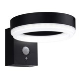 6W LED Solar Wandleuchte mit PIR Sensor Schwarz Kaltweiß IP44