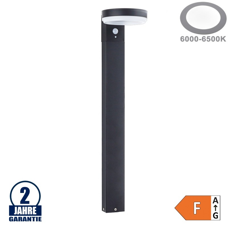 6W LED Solar Gehwegleuchte mit PIR Sensor 90cm Schwarz Kaltweiß IP44