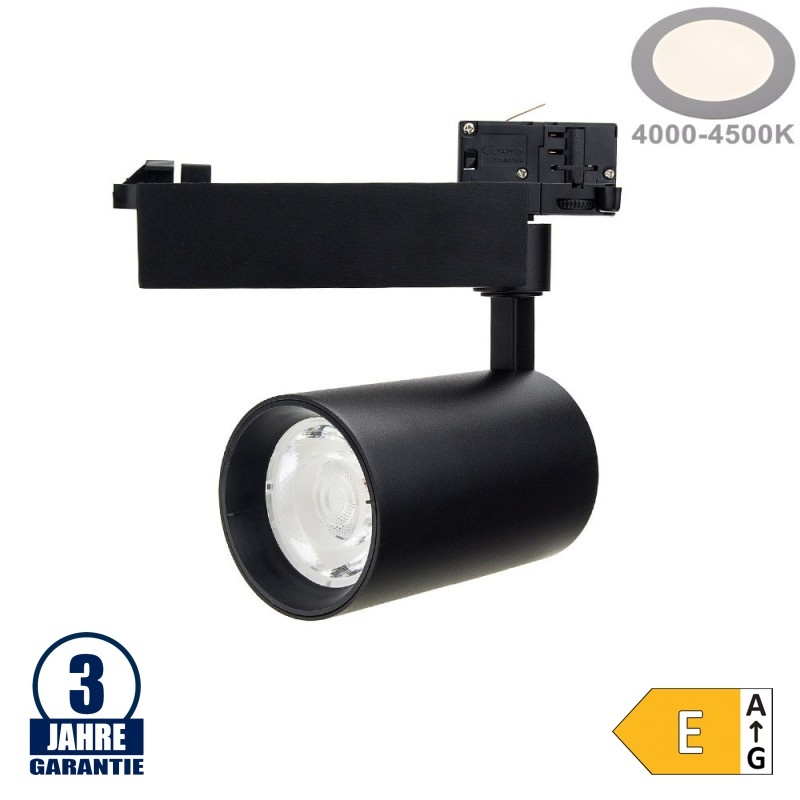 35W LED COB 3Ph. Schienenstrahler Professional Neutralweiß Schwarz