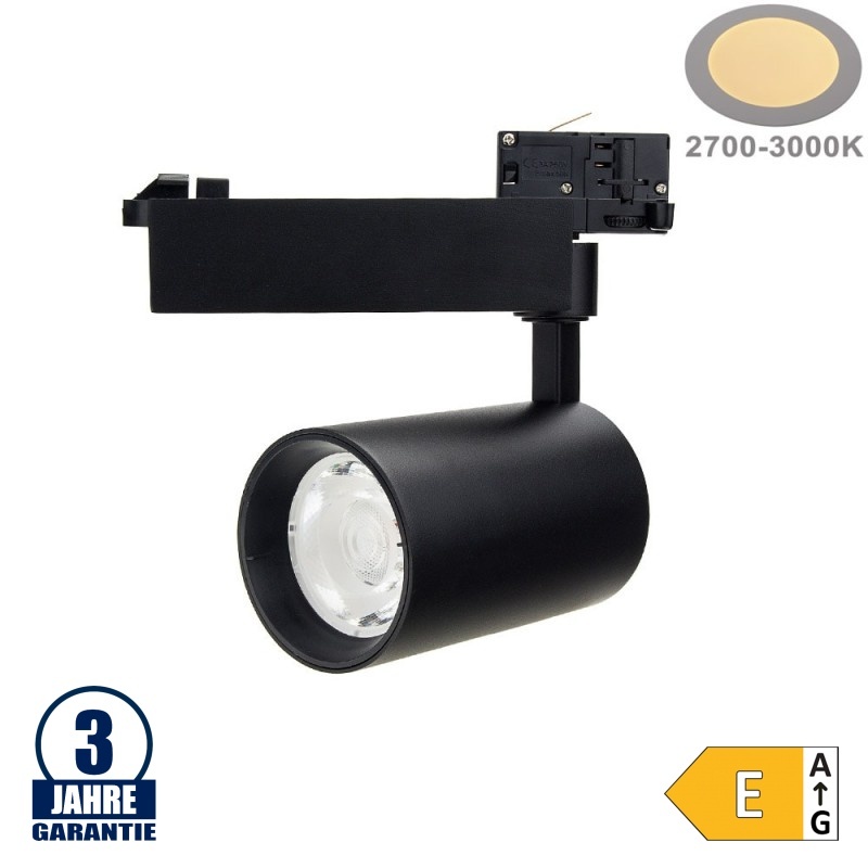 35W LED COB 3Ph. Schienenstrahler Professional Warmweiß Schwarz