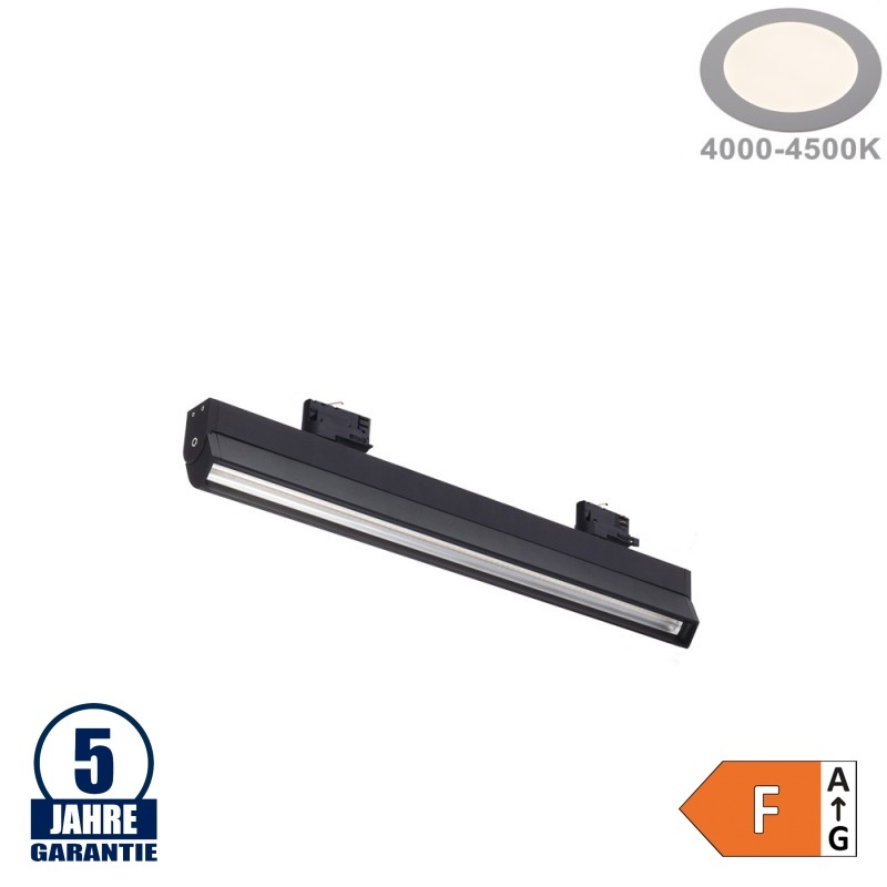 30W LED 3Ph. Linearleuchte Professional 60,5cm Neutralweiß Schwarz
