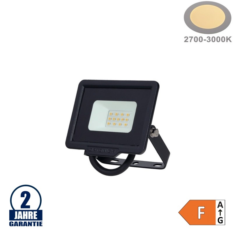 10W LED SMD Fluter City Line Schwarz Warmweiß