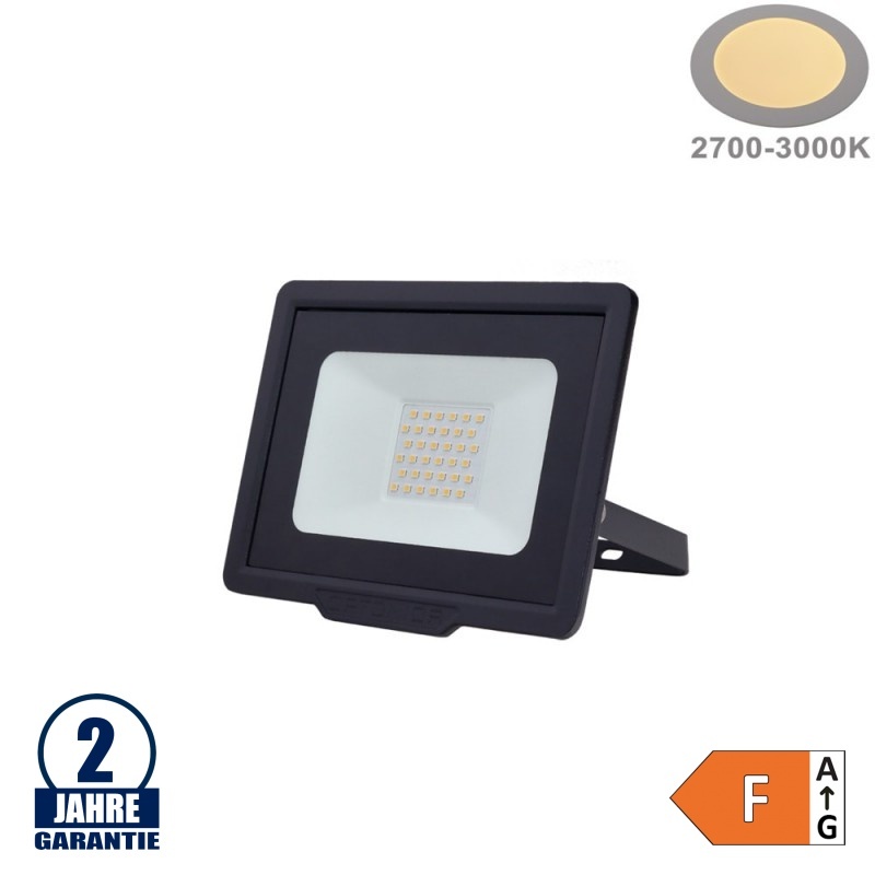 30W LED SMD Fluter City Line Schwarz Warmweiß