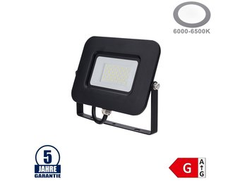 30W LED SMD Fluter Professional mit 70cm Kabel Schwarz Kaltweiß
