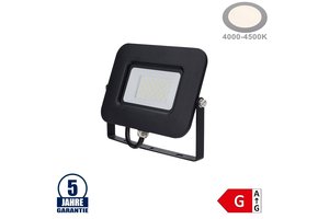 30W LED SMD Fluter Professional mit 70cm Kabel Schwarz Neutralweiß