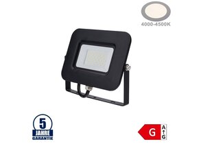 30W LED SMD Fluter Professional mit 70cm Kabel Schwarz Neutralweiß