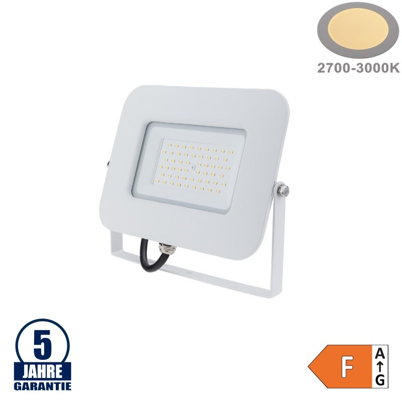 50W LED SMD Fluter Professional mit 70cm Kabel Weiß Warmweiß