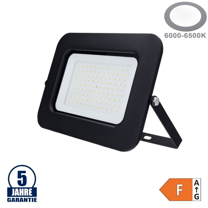 100W LED SMD Fluter Professional mit 70cm Kabel Schwarz Kaltweiß