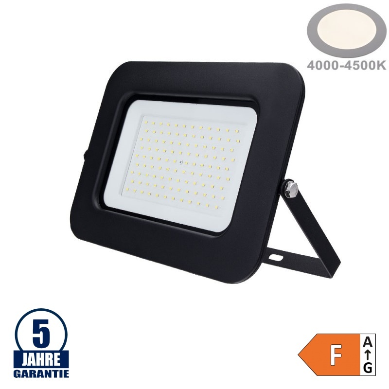 100W LED SMD Fluter Professional mit 70cm Kabel Schwarz Neutralweiß