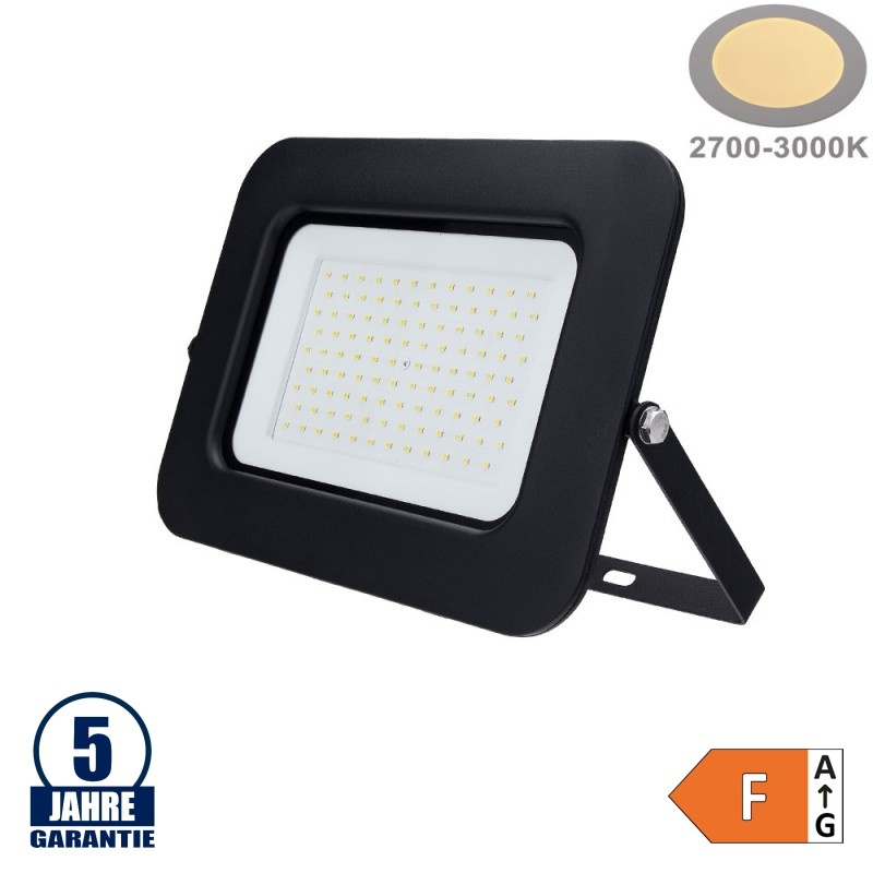 100W LED SMD Fluter Professional mit 70cm Kabel Schwarz Warmweiß