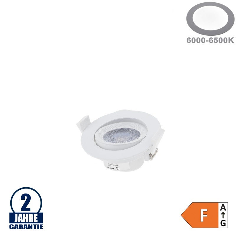 7W LED SMD Einbauleuchte Rund Schwenkbar Weiß Kaltweiß