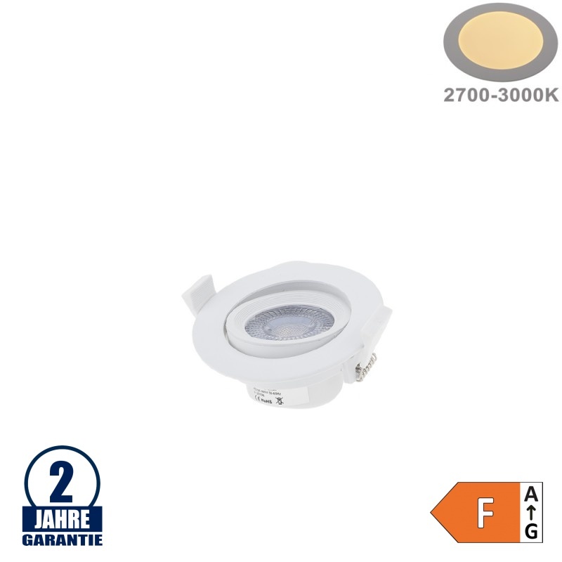 7W LED SMD Einbauleuchte Rund Schwenkbar Weiß Warmweiß