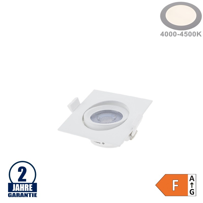 7W LED SMD Einbauleuchte Quadratisch Schwenkbar Weiß Neutralweiß