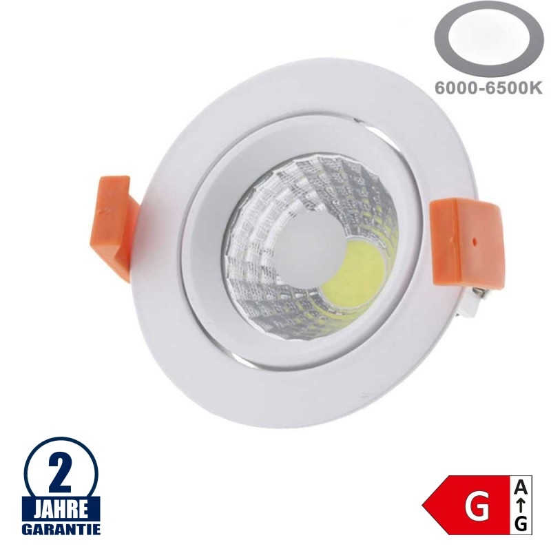 8W LED COB Einbauleuchte Rund Schwenkbar Kaltweiß