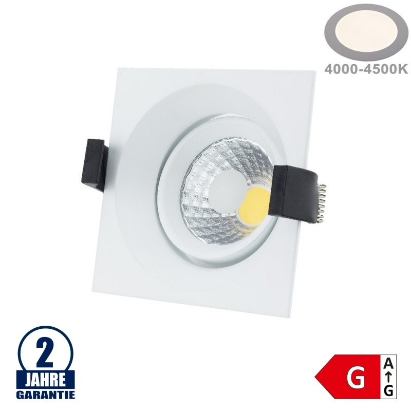 8W LED COB Einbauleuchte Quadratisch Schwenkbar Neutralweiß