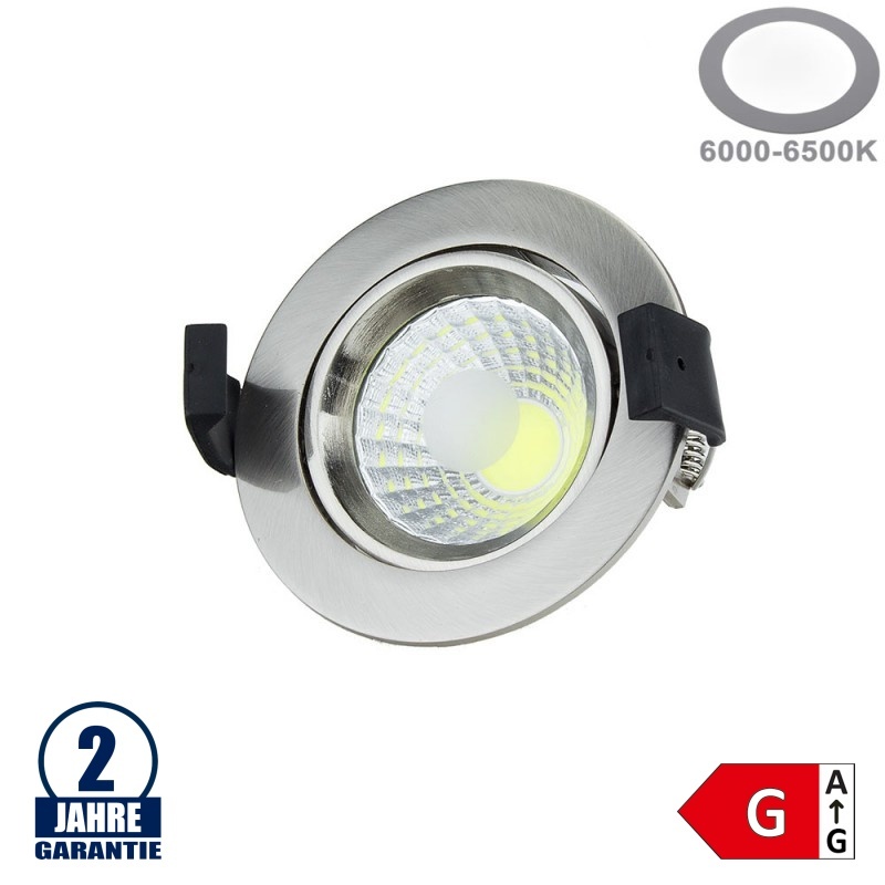 8W LED COB Einbauleuchte Rund Schwenkbar Kaltweiß Inox