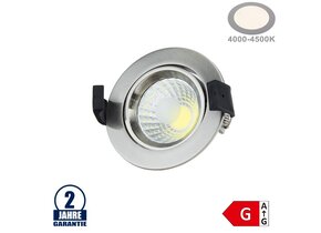8W LED COB Einbauleuchte Rund Schwenkbar Neutralweiß Inox