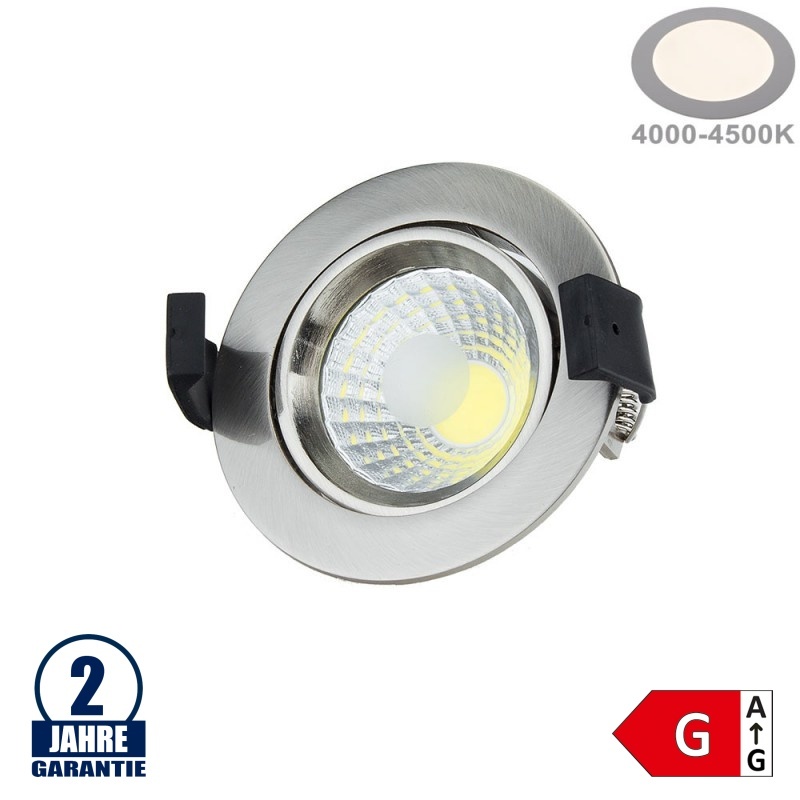 8W LED COB Einbauleuchte Rund Schwenkbar Neutralweiß Inox
