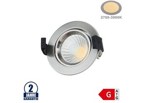 8W LED COB Einbauleuchte Rund Schwenkbar Warmweiß Inox