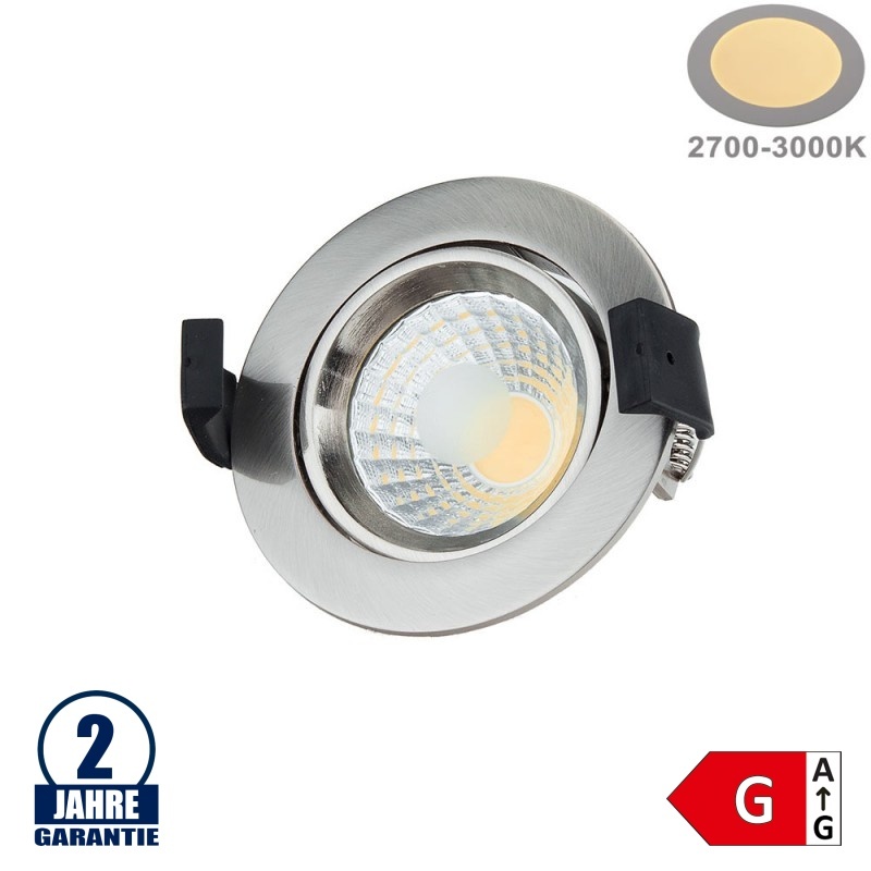 8W LED COB Einbauleuchte Rund Schwenkbar Warmweiß Inox