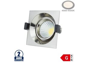 8W LED COB Einbauleuchte Quadratisch Schwenkbar Neutralweiß Inox