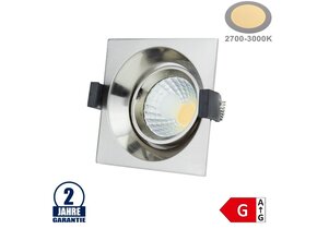 8W LED COB Einbauleuchte Quadratisch Schwenkbar Warmweiß Inox