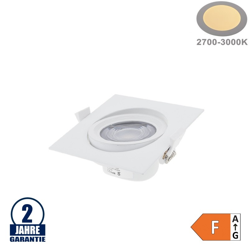 10W LED SMD Einbauleuchte Quadratisch Schwenkbar Weiß Warmweiß