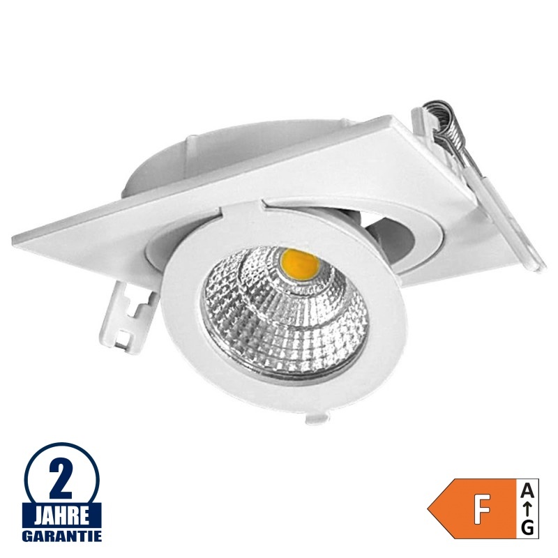 12W LED COB Einbauleuchte Quadratisch Schwenkbar Warmweiß