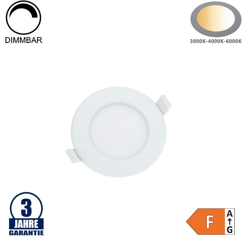 6W LED Einbauleuchte Slim Rund CCT Farbwechsel Dimmbar IP44