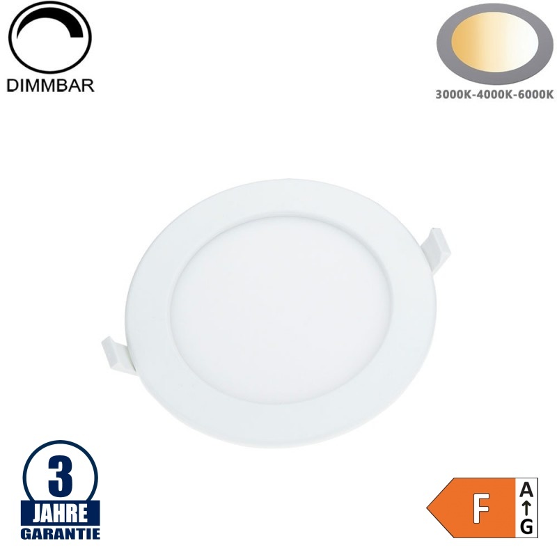 12W LED Einbauleuchte Slim Rund CCT Farbwechsel Dimmbar IP44