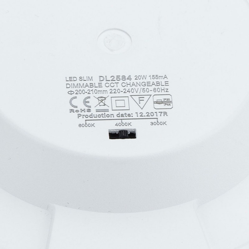 18W LED Einbauleuchte Slim Rund CCT Farbwechsel Dimmbar IP44